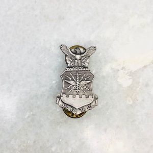Vintage ROTC Pin Button Badge 1990s Silver Tone Eagle Stars Lightning 1.25”